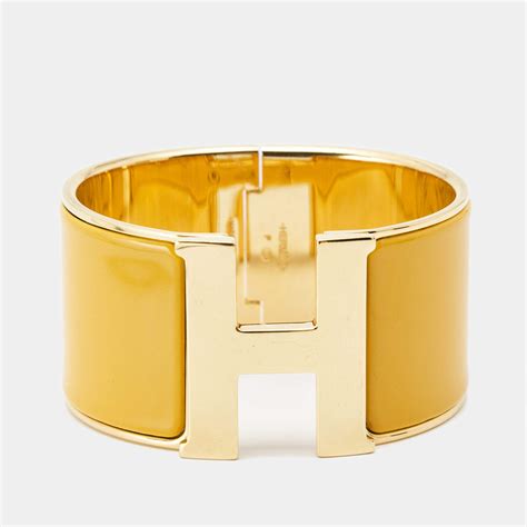 hermes grey pm clic clac yellow gold fashionphile|hermes h bracelets.